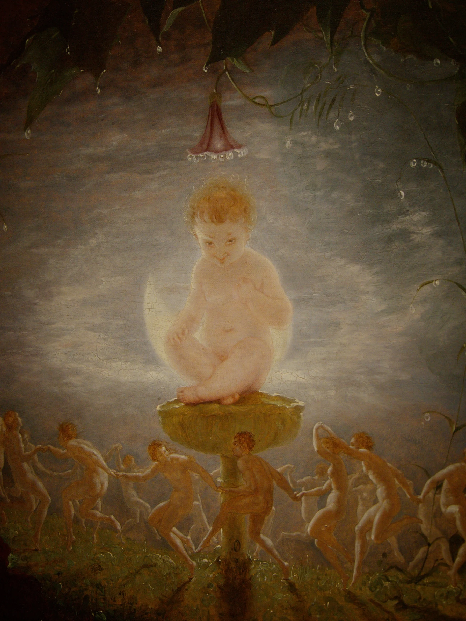 Puck among the flowers and creatures of the fairy world